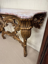 Load image into Gallery viewer, French 1890 Gold Gilt Rococo Style Marble Topped Console