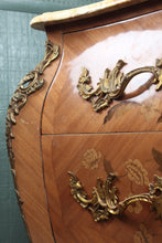 Load image into Gallery viewer, French Inlaid Marble Top Bombe Chest c.1900