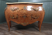 Load image into Gallery viewer, French Inlaid Marble Top Bombe Chest c.1900