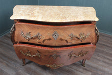 Load image into Gallery viewer, French Inlaid Marble Top Bombe Chest c.1900