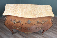 Load image into Gallery viewer, French Inlaid Marble Top Bombe Chest c.1900