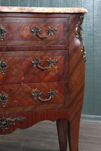 Load image into Gallery viewer, French Inlaid Marble Top Commode