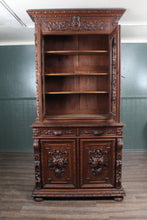 Load image into Gallery viewer, French Oak Bookcase over Cupboard c1880