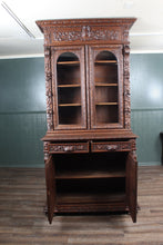 Load image into Gallery viewer, French Oak Bookcase over Cupboard c1880