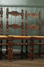 Load image into Gallery viewer, French Oak Rush Bottom Chairs c.1900 set of 6
