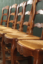 Load image into Gallery viewer, French Oak Rush Bottom Chairs c.1900 set of 6