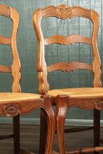 Load image into Gallery viewer, French Oak Rush Bottom Chairs c.1900 set of 6