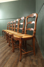 Load image into Gallery viewer, French Oak Rush Bottom Chairs c.1900 set of 6