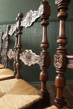 Load image into Gallery viewer, French Oak Rush Bottom Chairs c.1900 set of 6
