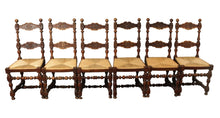 Load image into Gallery viewer, French Oak Rush Bottom Chairs c.1900 set of 6