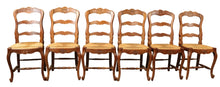 Load image into Gallery viewer, French Oak Rush Bottom Chairs c.1900 set of 6