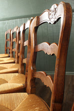 Load image into Gallery viewer, French Oak Rush Bottom Chairs c.1900 set of 6