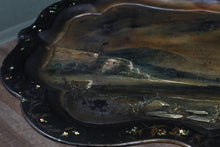 Load image into Gallery viewer, French Papier Mache Tray on Brass Footed Base c.1880
