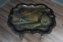 Load image into Gallery viewer, French Papier Mache Tray on Brass Footed Base c.1880