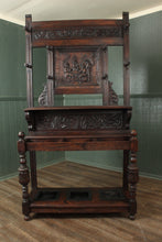 Load image into Gallery viewer, Handcarved Oak European Hallstand c.1900