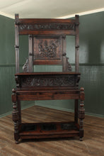 Load image into Gallery viewer, Handcarved Oak European Hallstand c.1900