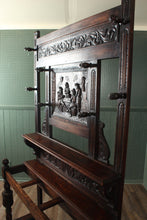 Load image into Gallery viewer, Handcarved Oak European Hallstand c.1900