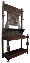 Load image into Gallery viewer, Handcarved Oak European Hallstand c.1900