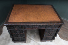 Load image into Gallery viewer, Heavily Carved English Oak Desk c.1890