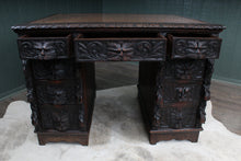 Load image into Gallery viewer, Heavily Carved English Oak Desk c.1890