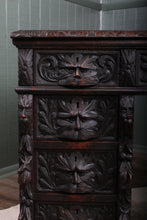 Load image into Gallery viewer, Heavily Carved English Oak Desk c.1890