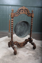 Load image into Gallery viewer, Impressive English Carved Oak Gong and Mallet c.1900