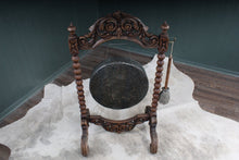 Load image into Gallery viewer, Impressive English Carved Oak Gong and Mallet c.1900