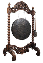 Load image into Gallery viewer, Impressive English Carved Oak Gong and Mallet c.1900