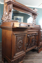 Load image into Gallery viewer, Outstanding English Oak Mirrored Sideboard c.1900