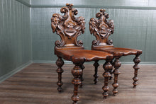 Load image into Gallery viewer, Pair of English Oak Hall Chairs c.1830
