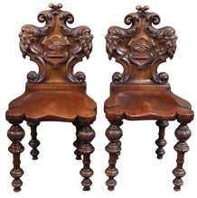 Load image into Gallery viewer, Pair of English Oak Hall Chairs c.1830