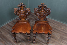 Load image into Gallery viewer, Pair of English Oak Hall Chairs c.1830
