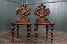 Load image into Gallery viewer, Pair of English Oak Hall Chairs c.1830
