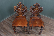 Load image into Gallery viewer, Pair of English Oak Hall Chairs c.1830