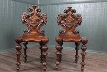 Load image into Gallery viewer, Pair of English Oak Hall Chairs c.1830