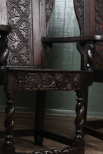 Load image into Gallery viewer, Pair of English Oak Wainscot Chairs dated 1702