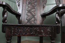 Load image into Gallery viewer, Pair of English Oak Wainscot Chairs dated 1702
