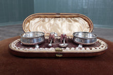 Load image into Gallery viewer, Pair of English Sterling Silver Salt Cellars and Spoons in Box c.1900
