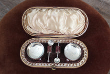 Load image into Gallery viewer, Pair of English Sterling Silver Salt Cellars and Spoons in Box c.1900