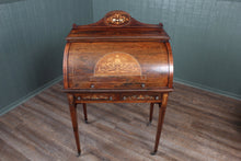 Load image into Gallery viewer, Petite English Inlaid Rosewood Cylinder Desk c.1900