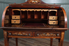 Load image into Gallery viewer, Petite English Inlaid Rosewood Cylinder Desk c.1900