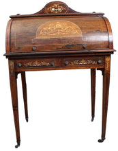 Load image into Gallery viewer, Petite English Inlaid Rosewood Cylinder Desk c.1900