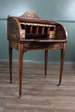 Load image into Gallery viewer, Petite English Inlaid Rosewood Cylinder Desk c.1900