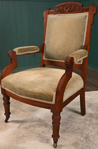 Victorian Walnut Upholstered Chair - The Barn Antiques