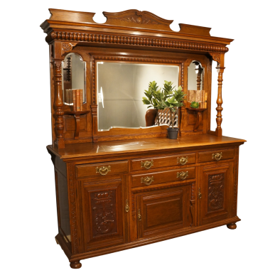 Oak Mirrored Sideboard - The Barn Antiques
