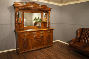 Oak Mirrored Sideboard - The Barn Antiques