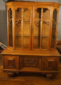 Large Oak Curio Cabinet - The Barn Antiques