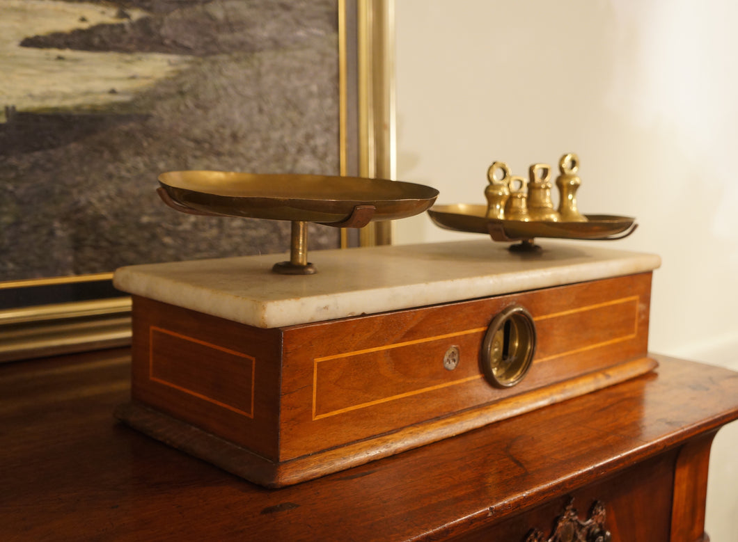 Brass and Marble Scale and Weights - The Barn Antiques