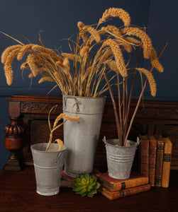 Set of 3 Galvanized Buckets - The Barn Antiques