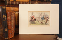 Load image into Gallery viewer, Original Hand Colored Lithograph featuring a Female Riding Side Saddle - The Barn Antiques